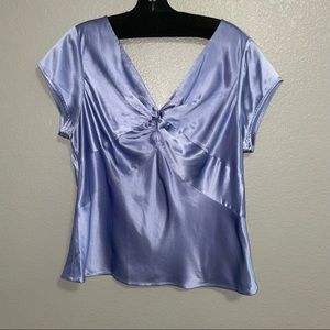 Talbots pure silk v neck blouse blue purple